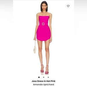 Amanda Uprichard Hot Pink Joss Dress Strapless Belted Size M No Flaws Worn Once